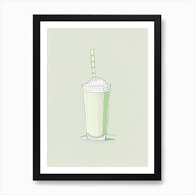Pistachio Milkshake Dairy Food Minimal Line Drawing 1 Art Print