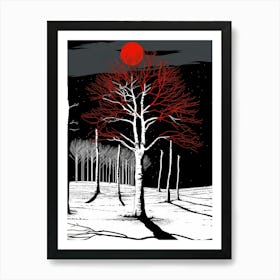 Tree In The Snow 4 Art Print