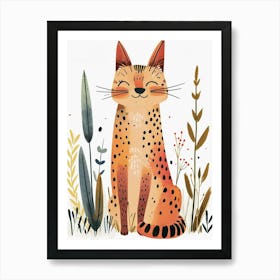 Savannah Cat Clipart Illustration 3 Art Print