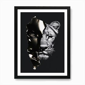 Black Lion Lioness Art Print