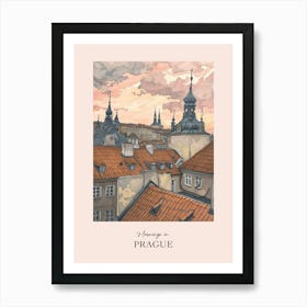 Mornings In Prague Rooftops Morning Skyline 2 Art Print
