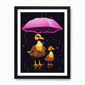 Ducks In The Rain Art Print