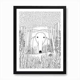 Line Art Jungle Animal Anteater 4 Art Print