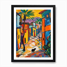 Painting Of Dubai United Arab Emirates With A Cat In The Style Of Fauvism  4 Póster