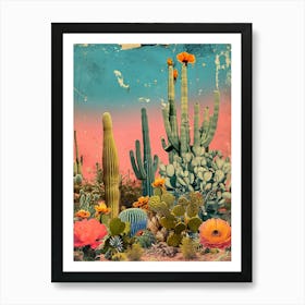 Kitsch Cactus Collage 2 Art Print