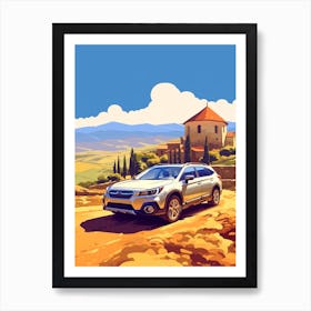 A Subaru Outback In The Tuscany Italy Illustration 1 Art Print