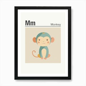 Animals Alphabet Monkey 4 Art Print