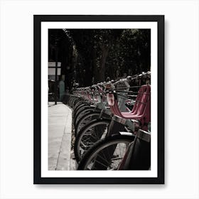 Pink Bicycles In Barcelona Art Print