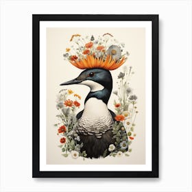 Bird With A Flower Crown Common Loon 3 Art Print