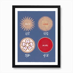 Four Planets  In Navy Art Print
