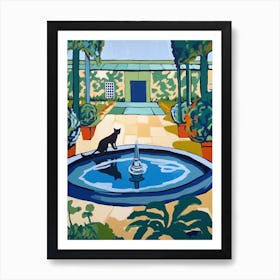 Painting Of A Cat In Gardens Of The Palace Of Versailles, France In The Style Of Matisse 04 Art Print