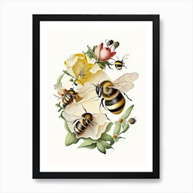 Bees 4 Vintage Art Print