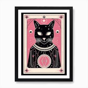 The Magician Tarot Card, Black Cat In Pink 2 Art Print