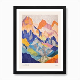 Zugspitze Germany 1 Colourful Mountain Illustration Poster Art Print