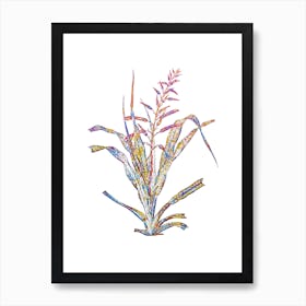 Stained Glass Pitcairnia Bromeliaefolia Mosaic Botanical Illustration on White Art Print