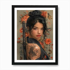 Samurai Girl Art Print