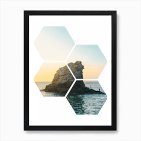 Hexagonal Sea Window Art Print