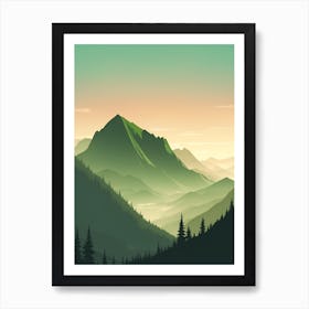 Misty Mountains Vertical Composition In Green Tone 78 Art Print