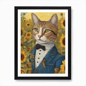 Cat In Sunflowers Art Print