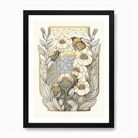 Beehive With Flowers 4 Vintage Art Print