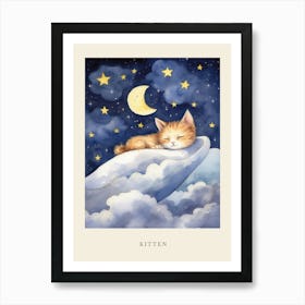 Baby Kitten 11 Sleeping In The Clouds Nursery Poster Art Print