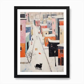 Cat In The Streets Of Harbin   China With Snow 3 Art Print