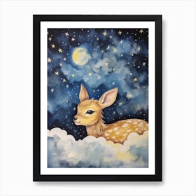 Baby Deer 2 Sleeping In The Clouds Art Print