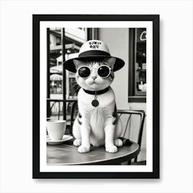 Cat Cafe Por Favor Funny Illustration Kids Kitchen Gift Art Print (3) Art Print