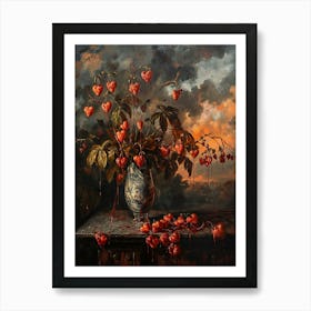 Baroque Floral Still Life Bleeding Hearts Dicentra 4 Art Print