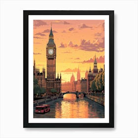 Big Ben And The House Of Parliament Pixel Art 1 Art Print