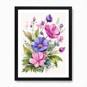 Ai Generated Watercolor Flowers 1 Art Print