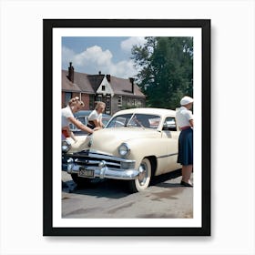 50's Era Community Car Wash Reimagined - Hall-O-Gram Creations 32 Art Print
