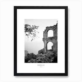Poster Of Ravello, Italy, Black And White Photo 2 Art Print