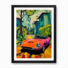 Lamborghini Miura Vintage Car Matisse Style Drawing Colourful 0 Poster