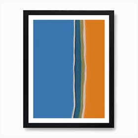 Abstract Lines Beach Meridian Shoreline Orange And Blue Art Print