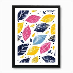 Seamless Pattern With Colorful Leaves 2 Art Print