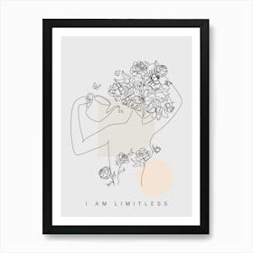 I Am Limitless Monoline Asthetic Mnimalist Drawing Poster