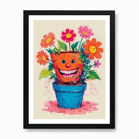 Smiley Face In A Flower Pot Art Print