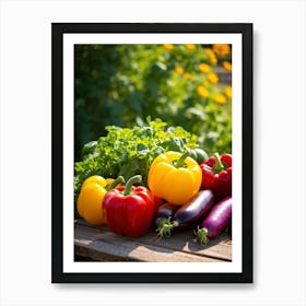 Assorted Vegetables Straight From The Garden Rich In Color And Variety Including Vibrant Red Tomat (7) Art Print