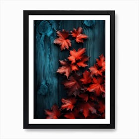 Autumn Leaves On Wood Art Print