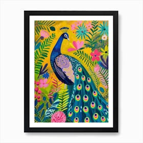 Peacock Paint Portrait  2 Art Print