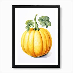 Spaghetti Squash Pumpkin Watercolour Illustration 3 Art Print