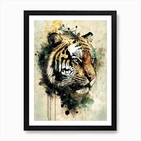 A Nice Tiger Art Illustration In A Painting Style 03 Art Print