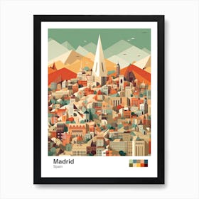 Madrid, Spain, Geometric Illustration 2 Poster Art Print