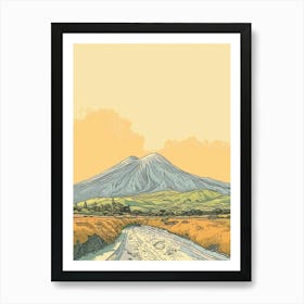 Mount Vesuvius Italy Color Line Drawing (7) Art Print