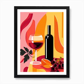 Wine And Grapes, Inspired by Matisse Art Print