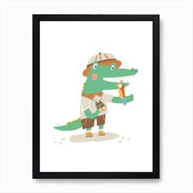 Explorer Crocodile Art Print