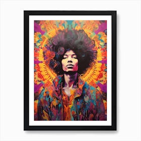 Jimi Hendrix Vintage Psycedellic 5 Art Print