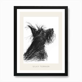 Skye Terrier Dog Line Sketch 2 Poster Art Print