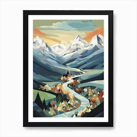 Patagonia, Argentina View   Geometric Vector Illustration 3 Art Print